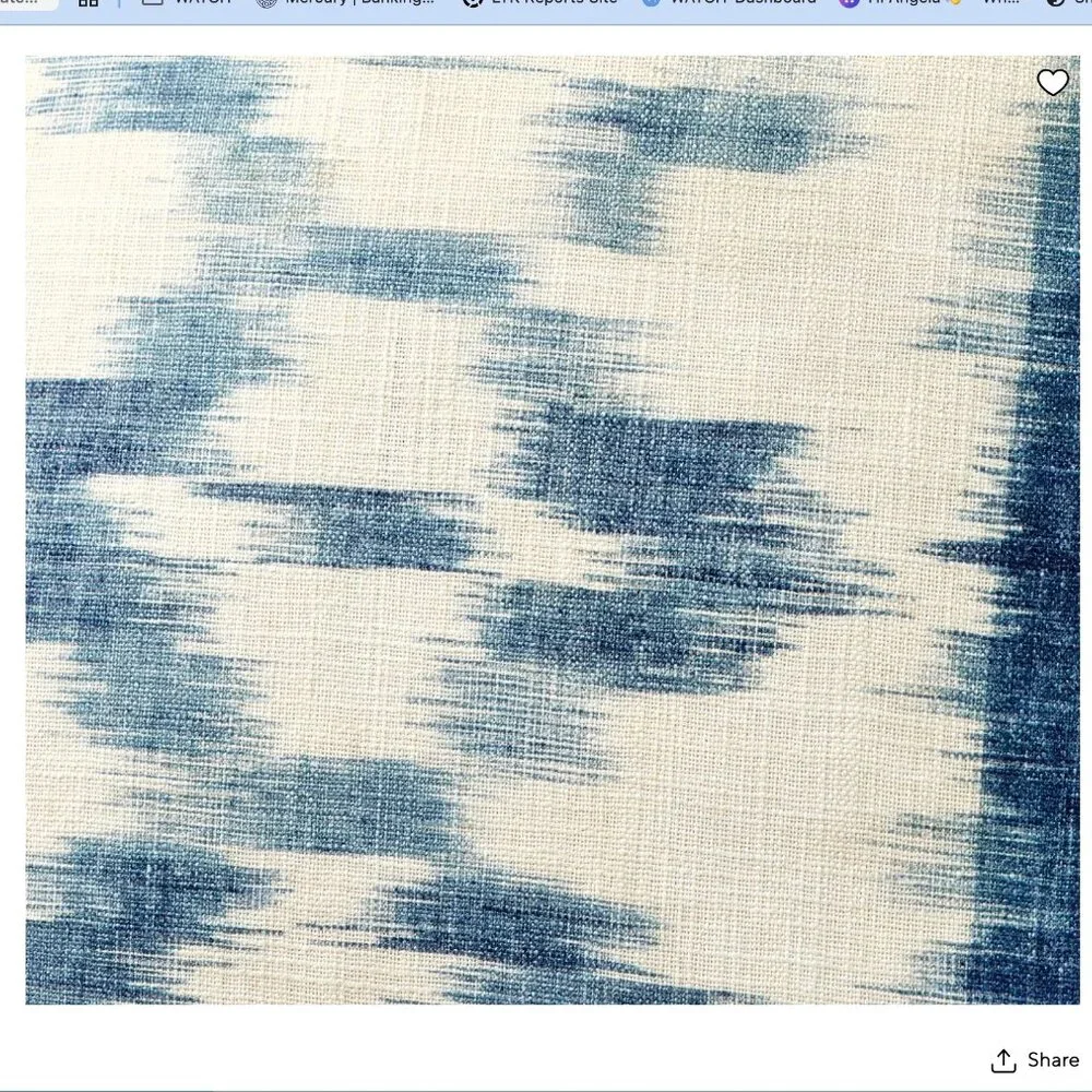 PAIR of Pottery Barn Enzo Ikat Reversible Pillow Cover 24 x 24. NWT
